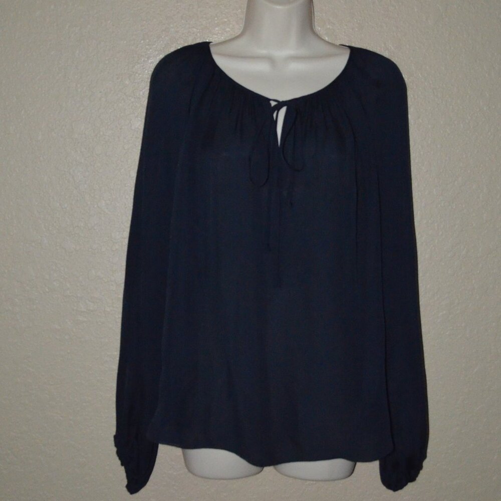 NWOT Sz 4 L'AGENCE Navy Silk Long Sleeve Blouse